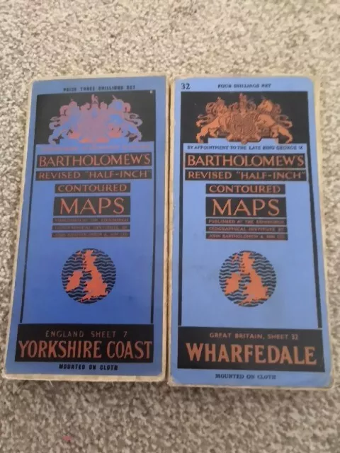 Bartholomew Half inch Map Of the YORKSHIRE coast And Wharfedale