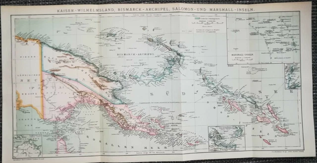 Kaiser-Wilhelms-Land Bismarck-Archipel LANDKARTE 1894 Marshall-Inseln Kolonien