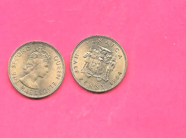 Jamaica Km38 1964 Uncirculated-Unc Mint-Bu 1/2 Penny Old Vintage Coin