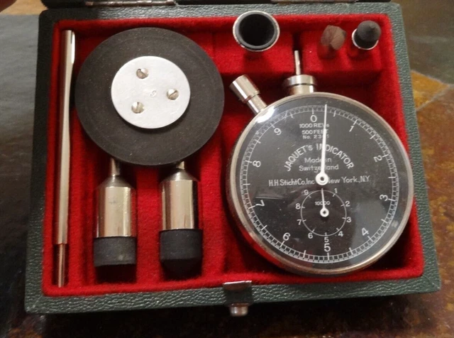 JAQUET'S No. 2301 "IMPROVED" SPEED INDICATOR SWISS MADE W CASE & INSTRUCTIONS