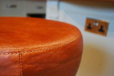 Industrial Bar Stool / Kitchen/ Pub stools cast iron base 75cm leather seat 2