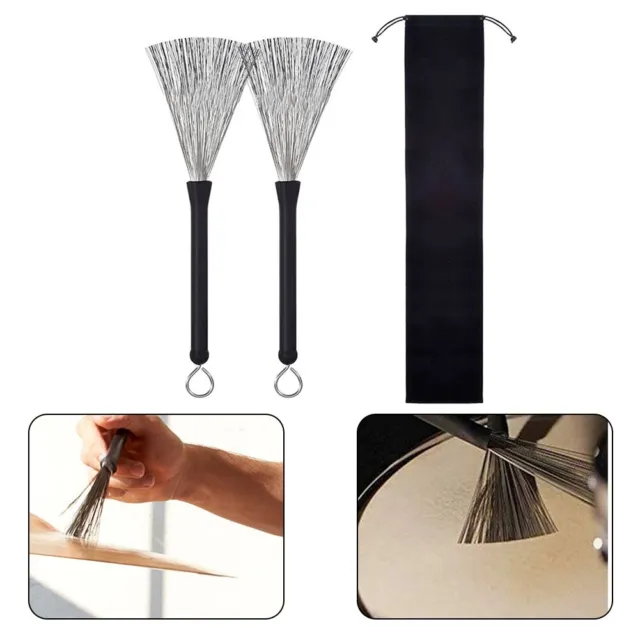 Professional Retractable Drum Brushes Protects Drum Heads and Enhances Tone