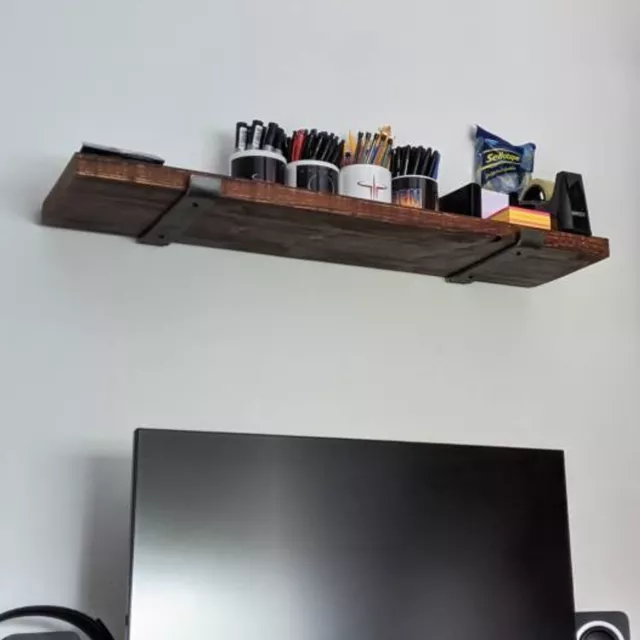 Wall Shelf 15cm Deep Industrial Solid Wood Scaffold Board Rustic Chic + Brackets