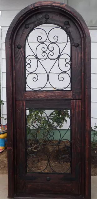 Rustic reclaimed solid wood arch Dutch door farmhouse wine room castle storybook