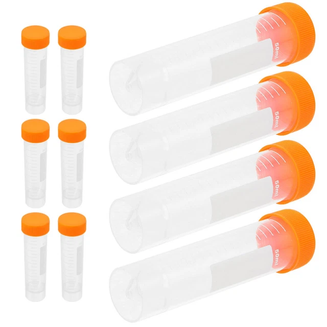 5mL Plastic Test Tubes 48Pcs Frozen Test Tube Graduated Vial Container Storage Screw Cap For Lab Laboratory Science Orange Clear