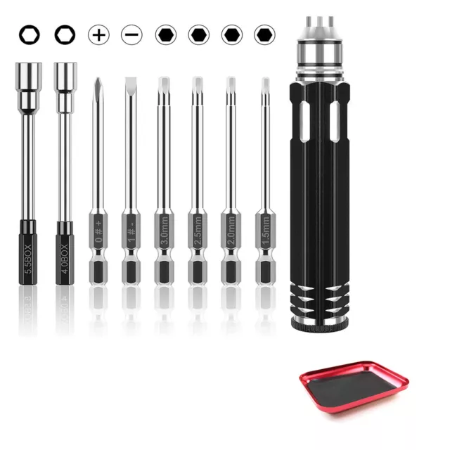 8 in 1 Screwdriver Repair Tools Kit RC Hex Socket w/ Magentic Screw Tray