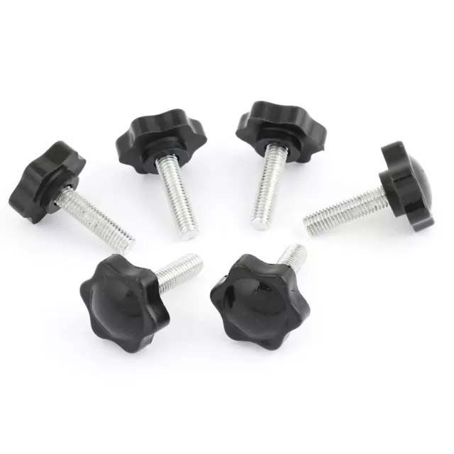 6 Pcs 32mm Dia Star Shaped Head M8x30mm Male Thread Clamping Screw Knob