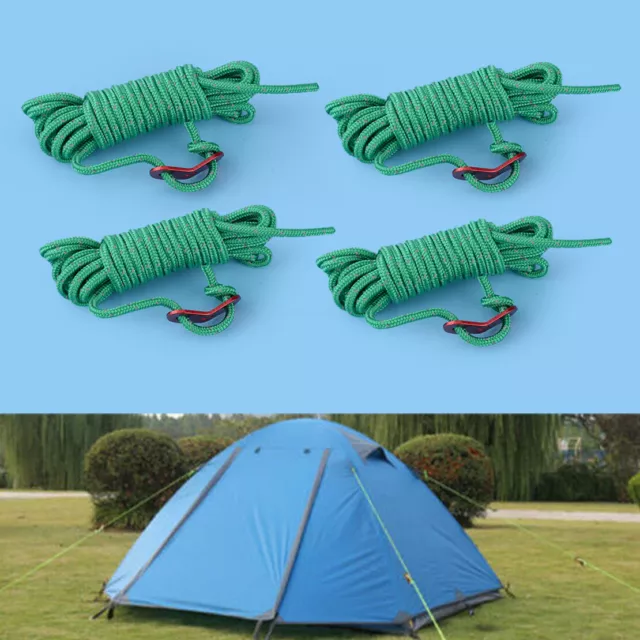 4x 4M 4mm Guy Line Ropes Tent Camping Gazebo Rope Paracord