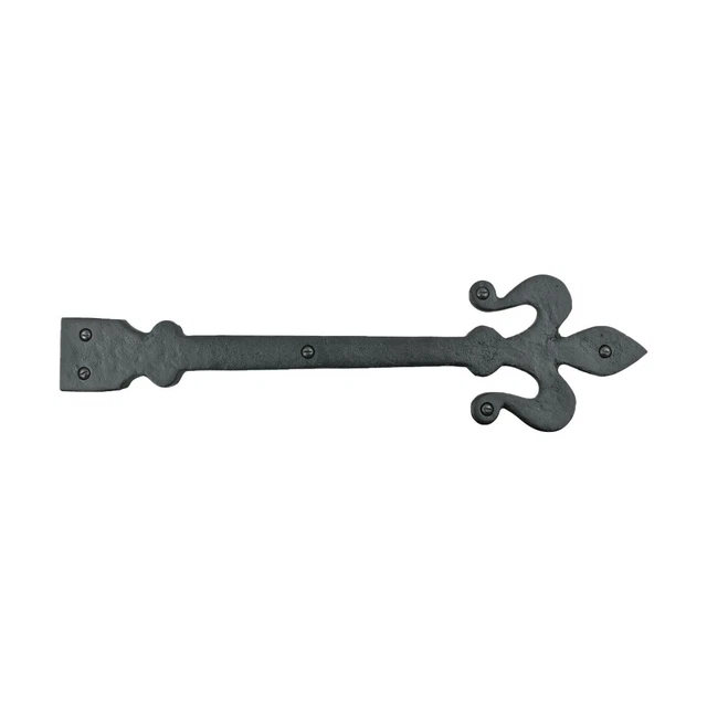 Black Wrought Iron Dummy Door Hinge Fleur De Lis 16" | Renovator's Supply