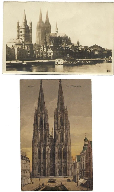 2 alte AK Köln, Dom, Rhein - 1921 gelaufen