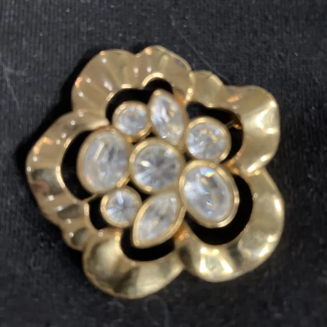 Swarovski Signed SAL Crystal & Pave Gold Tone Pin Brooch