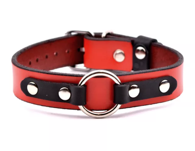 DELUXE Red Top Quality Genuine Leather Collar Handcrafted collared col16Blk