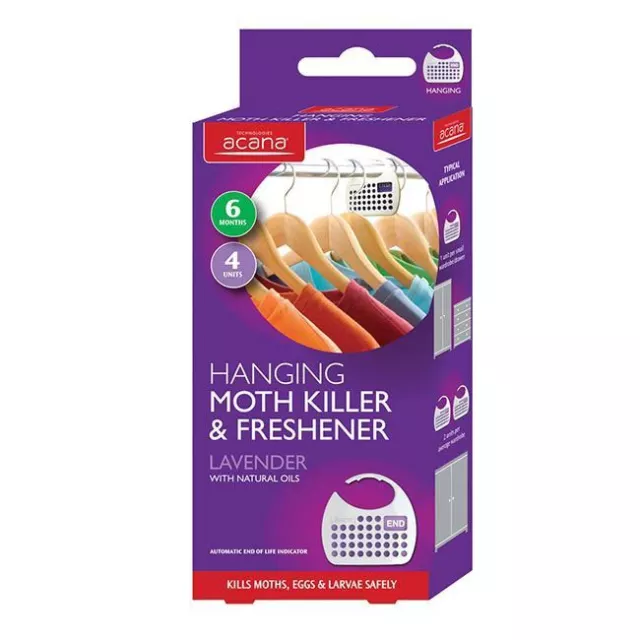 4/PK Hanging Moth Repellent Clothes Moth Killer Wardrobes Natural Lavender Scent