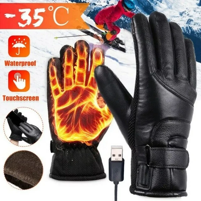 Gants Chauffants Electrique d'Hiver Coupe-Vent avec Fonctionnement du Tactile