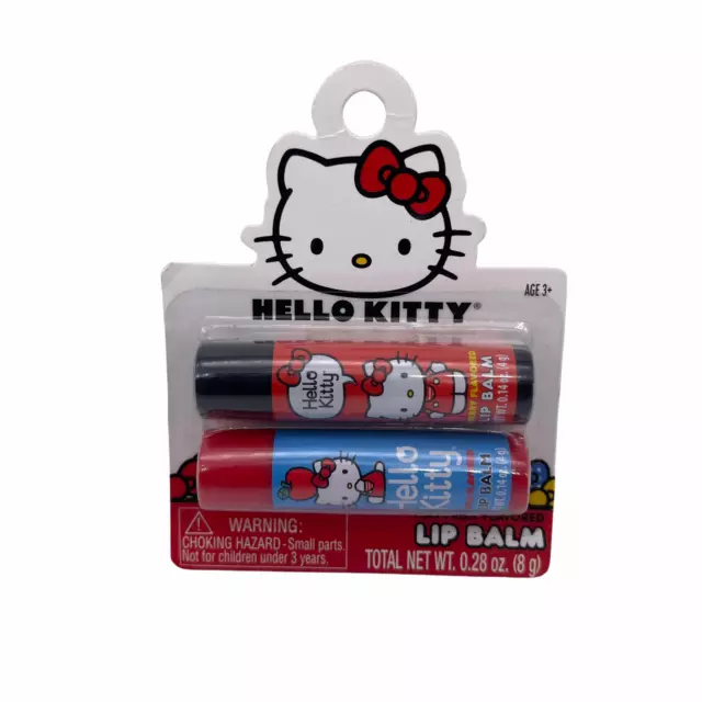 Hello Kitty Fun Fruit Flavored Lip Balm Cherry & Apple Flavor 0.14 oz Each