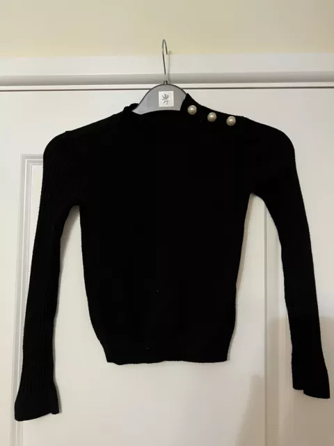 Top/maglione nero a maniche lunghe River Island ragazza età 9-10 anni