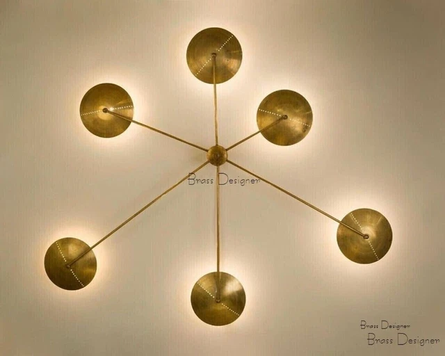 1950 Mid Brass Antique Wall lamp Italian Stilnovo kalmar Sputnik Light Sculpture