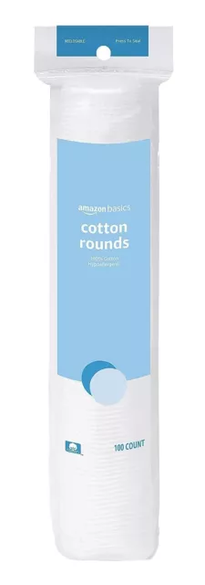 Basics Cotton Rounds, 100 Count (Previously Solimo)
