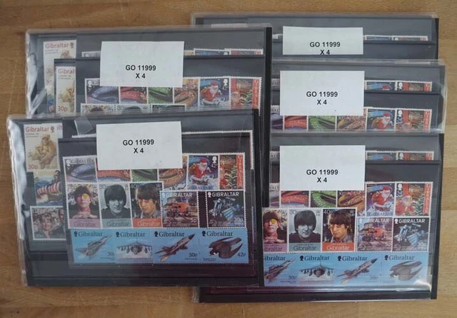 1999 Gibraltar; 20 komplette Jahrgänge ohne Freimarke & Block, **/MNH, ME 1040,-