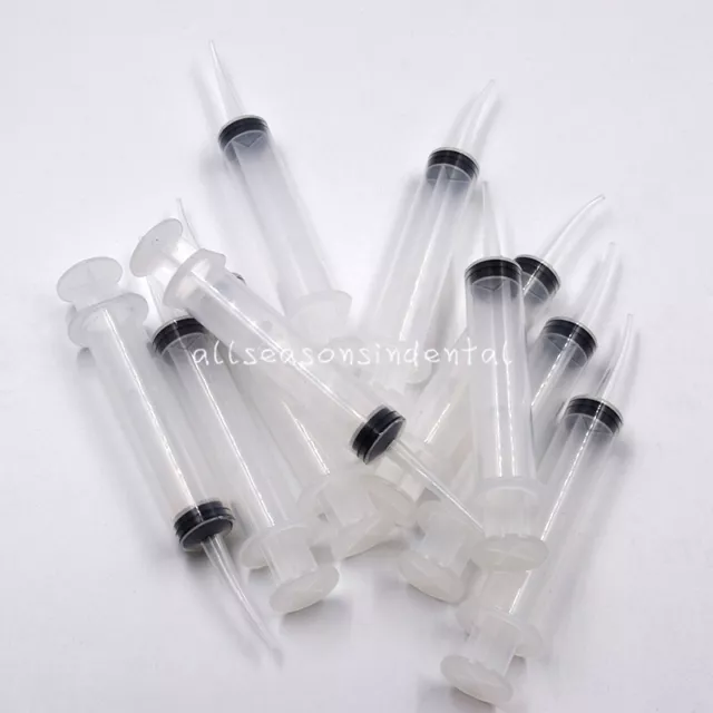 10 pièces seringue pour irrigation dentaire jetable chirurgie buccale pointe incurvée 12 ml 2
