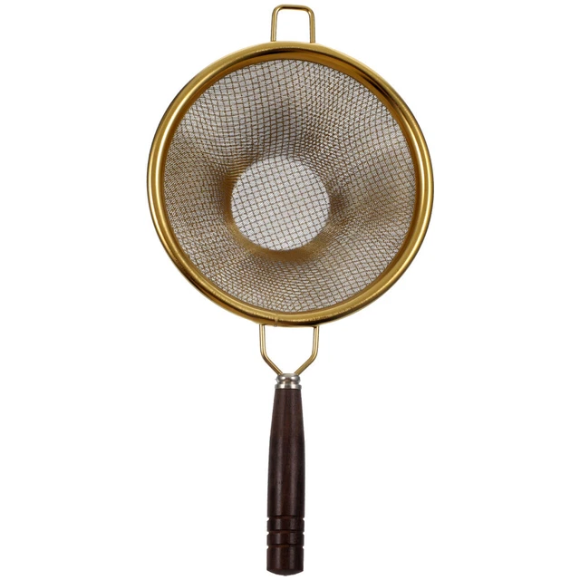 Colino da tè a maglia fine in acciaio inox per tè sfuso, filtro da tè con maniglia in legno