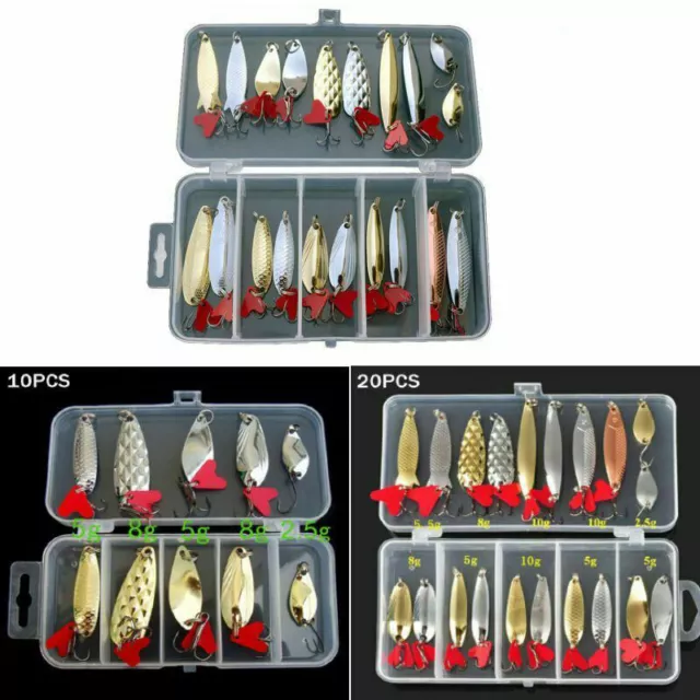 10/20x Mixed Colorful Trout Spoon Metal Fishing Lures Spinner Baits Bass Tackle