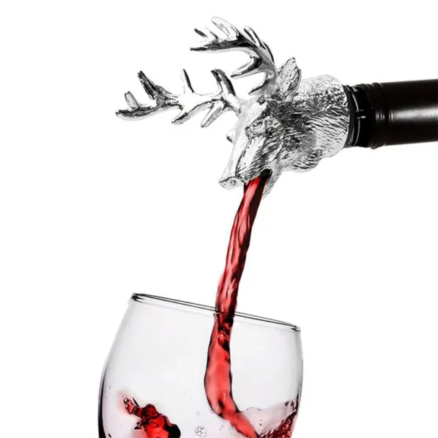 Deer Stag Head Wine Pourer Wine Bottle Stopper Wine Aerators Bar Tool Party # 3
