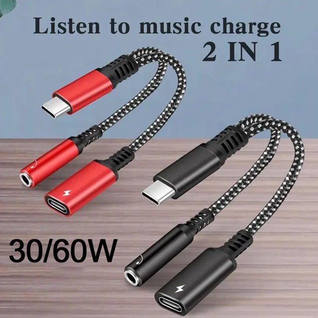 2 in 1 Charger 30W/60W PD Fast Charging Cable USB C To Type-C Adapter Converter.