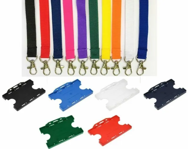 Plain Lanyard Neck Strap 15mm Lanyard With TWO Sided ID Badge Card Holder