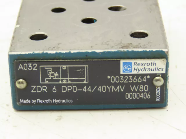 Rexroth ZDR 6 DP0-44/40YMV W80 Pressure Reducing Sandwich Valve Sz 6 2