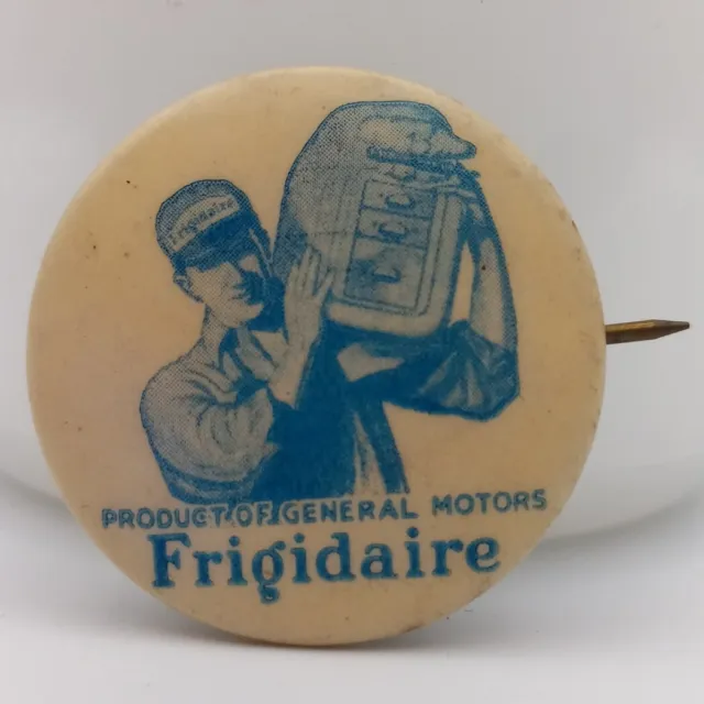 Vintage General Motors Frigidaire Pinback Button Badge Celluloid Advertising Pin