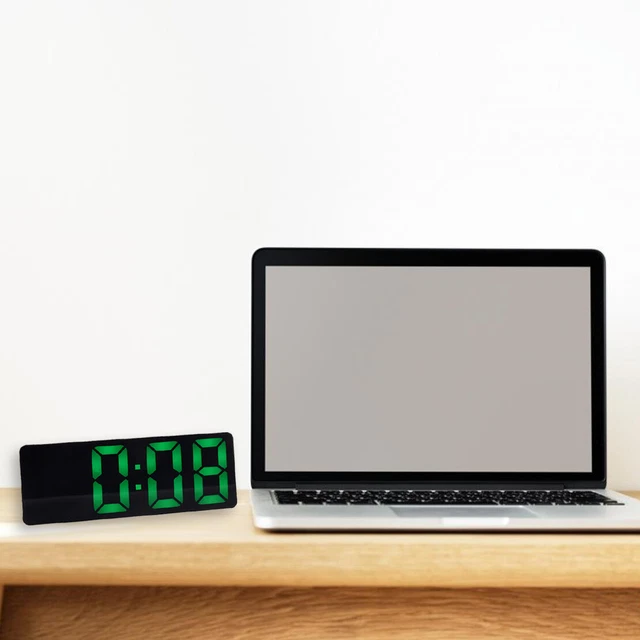 Digital LED Alarm Clock Mirror Large Display Snooze Thermomete Night Light USB