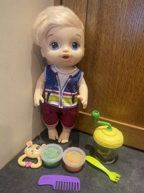 Baby Alive HASBRO SWEET SPOONFULS BABY Blonde Boy Doll, RARE 2017, EUC