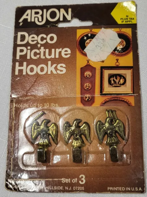Vintage Arjon Decorative 3pk Eagle Hooks For Hanging Pictures 60’s 70’s USA 6