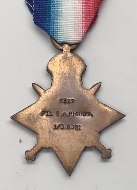 A casualty WW1 1914 Star medal trio to 1st Dragoon Guards wounded 1915 3