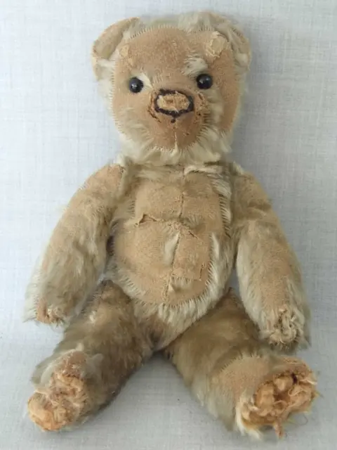 A Very Cute Small Old Antique  10" Mohair Teddy Bear in need of some TLC
