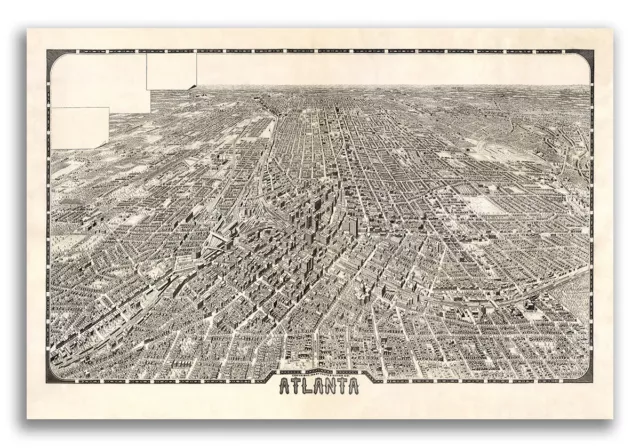 Atlanta Georgia 1919 Historic Panoramic Town Map - 24x36