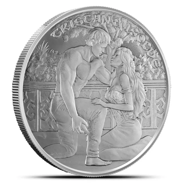 1 - 1 oz. 999 Silver Coin - Medieval Legends Tristan and Isolde - BU - In Stock