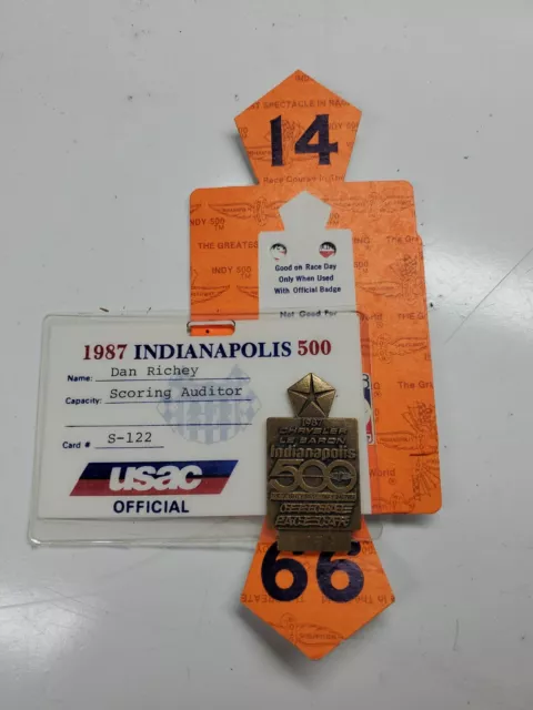 1987 Indianapolis 500 Indy Pit Badge Paul Richey Scoring Auditor