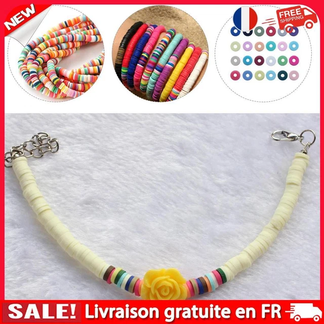 fr Polymer Clay Beads-Handmade Flat Round Spacer Beads DIY Jewelry Marking Kit