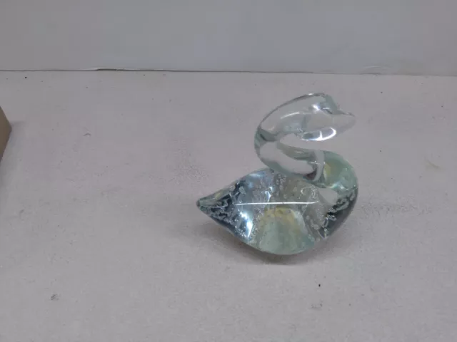 Swan Crystal Clear Art Glass Figurine with controlled bubbles Paperweight 2