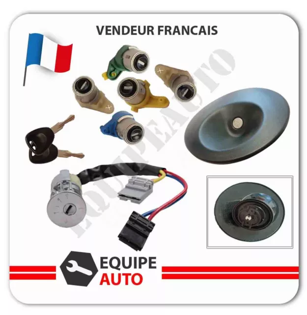 Kit complet serrure barillet neiman et bouchon reservoir pour Renault kangoo