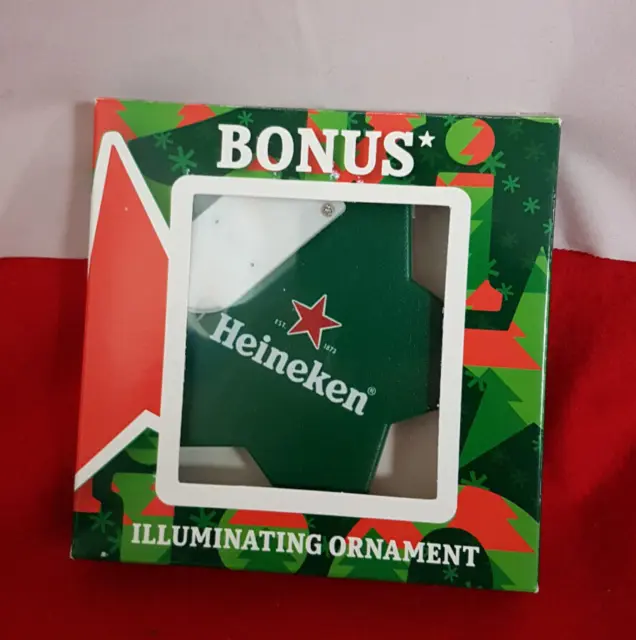 Heineken Illuminating 5 Point Star Ornament. New in Pkg Hanging Holiday Ornament