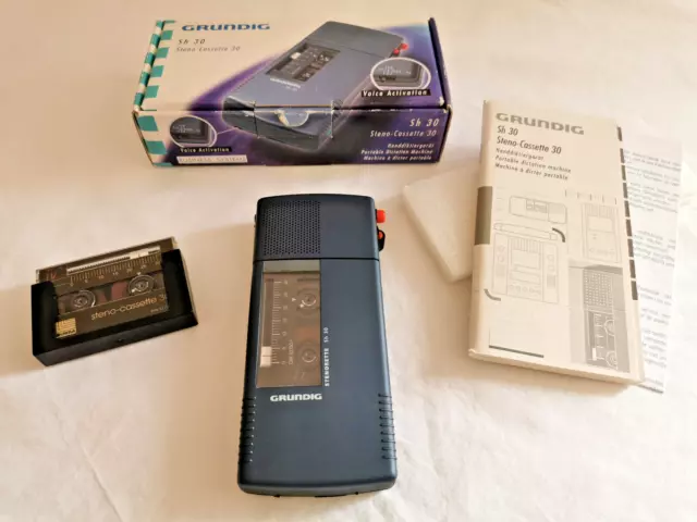 GRUNDIG Stenorette SH 30 Recorder Diktiergerät Blau Kompakt Steno-Kassette OVP