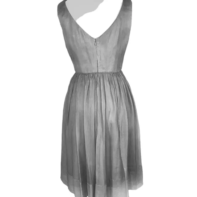 J. CREW 100% Silk Formal Chiffon Dress Size 6P Gray Sleeveless V ...