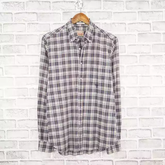 GANT Rugger The Hugger Button Down Shirt Purple Plaid Cotton Men's Size Medium