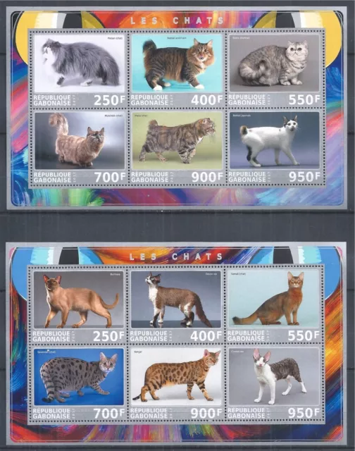 Gabonaise 2017 Mini Sheet Set Mnh Cats Katzen