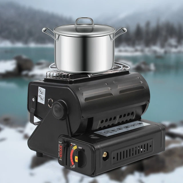 2in1 Tragbare Gasheizung Camping Kocher Butan Gas Gaskartuschen Keramik 1.3KW DE