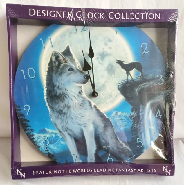 Beautiful Wolf At A Full Moon, Wall Clock, Roubd, Analogue,  Battery Operated...