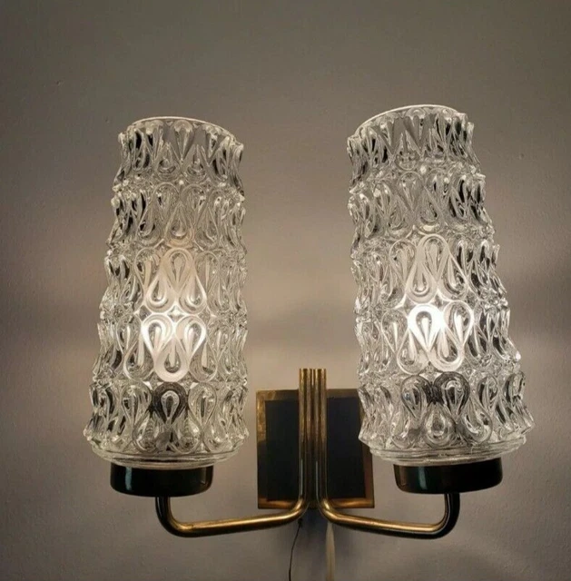 Applique Murale Mid-Century en Verre Marbré et Laiton, 1970s en vente sur